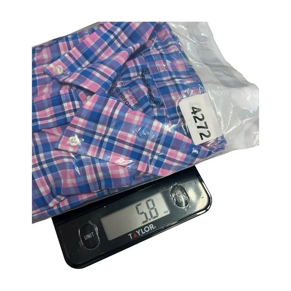 Vineyard Vines Shirt Mens Small Blue Pink On The Go Performance Plaid Preppy